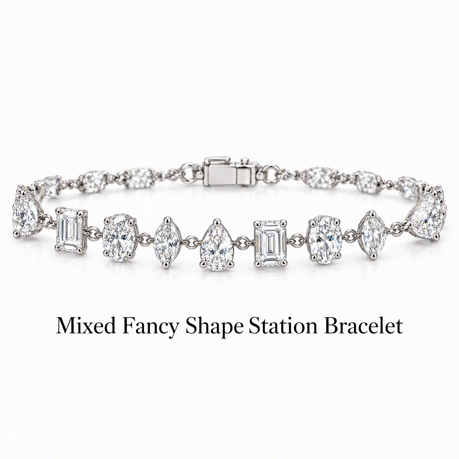 Mixed Fancy Shape Station Bracelet